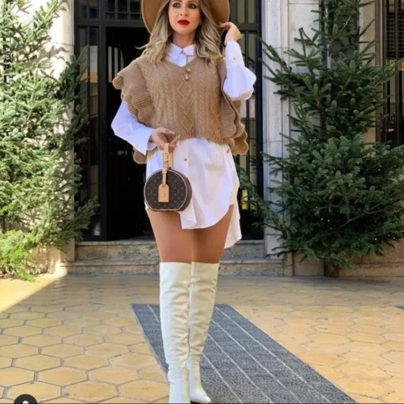 Zara  Cable Knit Ruffle Sweater Vest Alpaca Wool Blend Tan NWT Size Medium - Picture 3 of 10